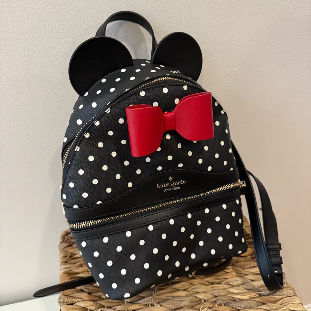 Kate Spade Black and Red Polka Dot Mini Backpack